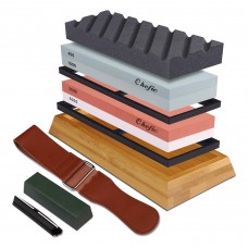 Sharpening Stone Set, Premium Whetstone 400/1000 & 3000/8000 Grit Waterstone Kit​ with Non-Slip Bamboo Base, Flattening Stone